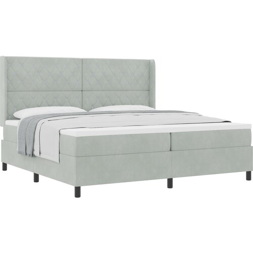 vidaXL Box Spring postelja z vzmetnico svetlo siva 200x200 cm žamet Cene
