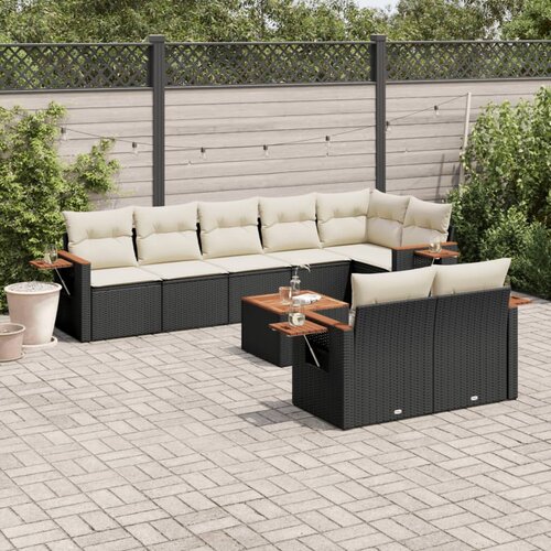  9-dijelni set vrtnih sofa s jastucima crni od poliratana Cijene