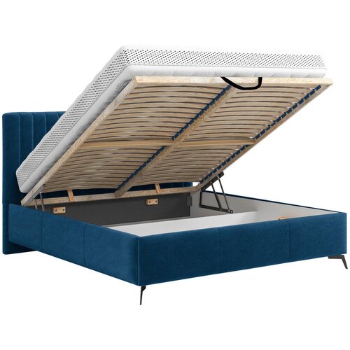 Hom`in OBLAZINJENA POSTELJA 140 cm x 200 cm , tekstil temno modra Slike