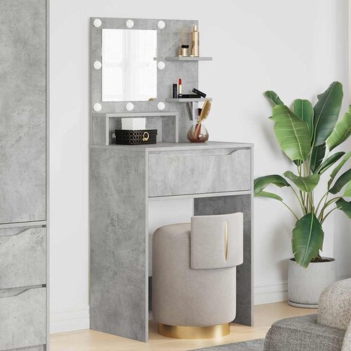 vidaXL Toaletne mize za spalnice Betonsko siva 80 x 39,6 x 135 cm Cene