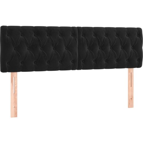 Maison Chic Posteljno vzglavje - Vzglavna omarica 2 kosa črno 72x7x78/88 cm žamet, (22077050) Slike