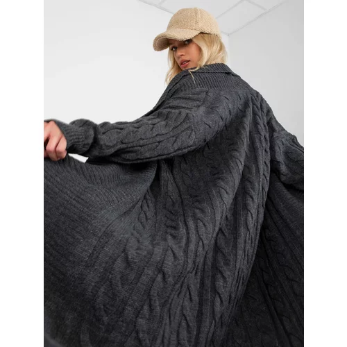 Fashion Hunters Dark gray three-piece knitted set with cardigan