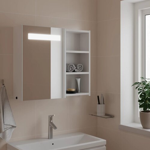 vidaXL Kopalniška omarica z ogledalom z LED lučko bela 60x13x52 cm Cene