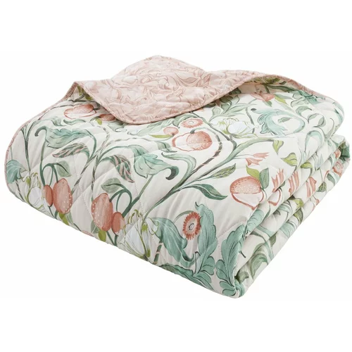 Catherine Lansfield Zeleno-rožnato posteljno pregrinjalo za zakonsko posteljo 220x230 cm Clarence Floral - Catherine Lansfield