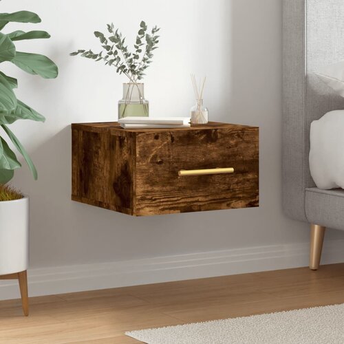 VidaXL Stenska nočna omarica dimljeni hrast 35x35x20 cm Slike