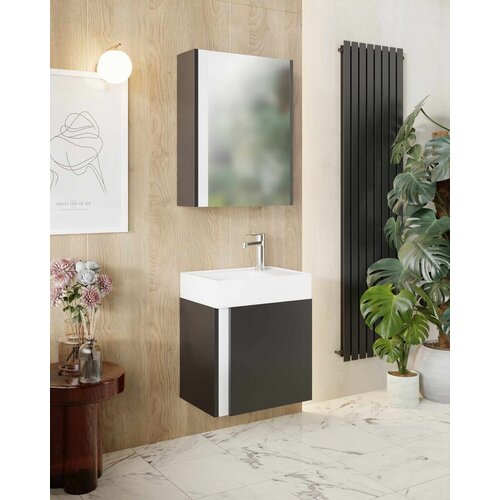 Skye_Decor Set kupatilskog ormarića sa umivaonikom i ogledalom, 2 dela, Braon Slike