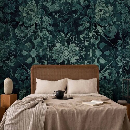  Foto tapeta - Oriental Pattern Carpet: Emerald Ornaments and Worn Patterns 500x350 Premium Slike