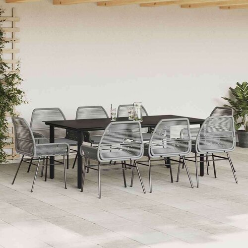  Vrtna garnitura - 8-dijelni vrtni blagovaonski set s jastucima poliratan i staklo Siva 200 x 100 x 74 cm 8 Slike