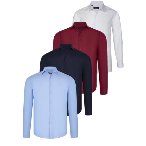 Dewberry QUAD SET G726 SHIRT-WHITE-NAVY BLUE-BURGUNDY-BLUE Cene