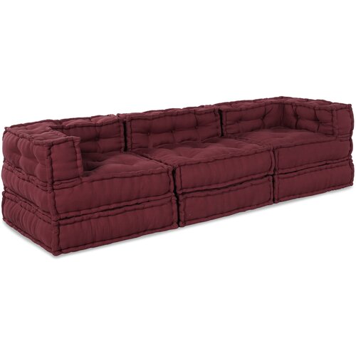 vidaXL Modularni Pouf 3 kosa Bordo Tkanina, (22046049) Cene
