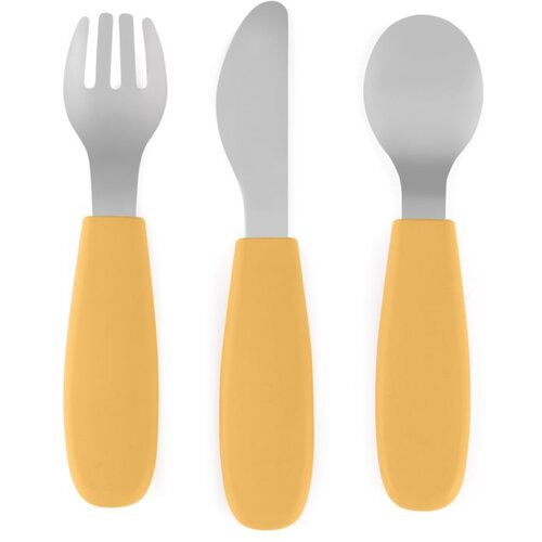 Petite&amp;amp;Mars Take&amp;amp;Match Stainless Steel Cutlery Set pribor za djecu Ochre 12m+ 3 kom Slike