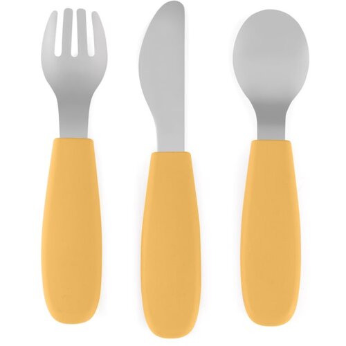 Petite&Mars Take&Match Stainless Steel Cutlery Set pribor za otroke Ochre 12m+ 3 kos Cene
