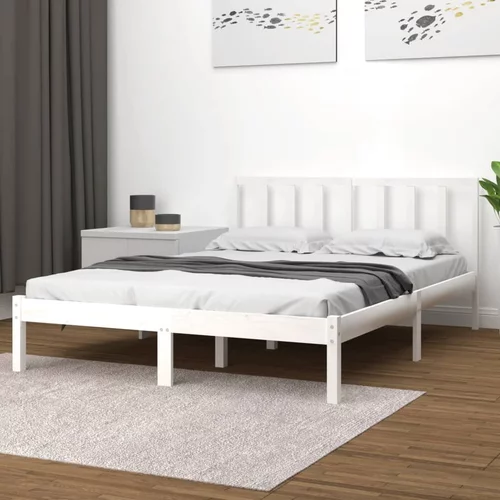  Okvir za krevet od borovine bijeli 120 x 190 cm 4FT mali bračni
