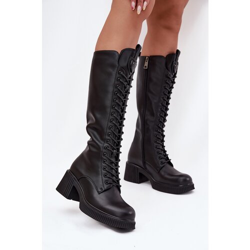 VINCEZA Leather Lace-up Platform Boots Insulated Slike