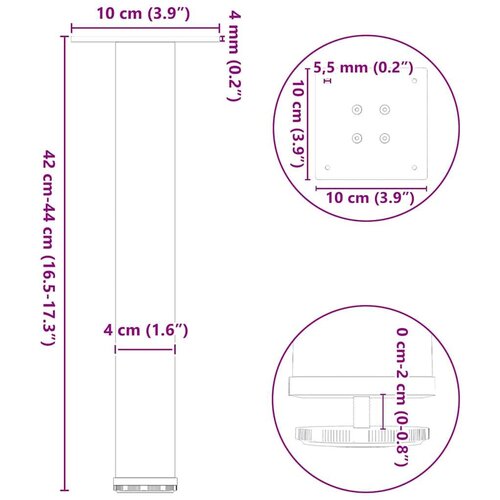 VidaXL Noge za mizo za kavo 4 kosi antracit 42-44 cm jeklo Slike