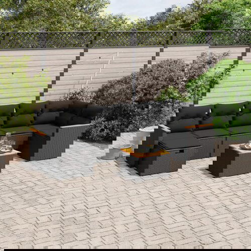 vidaXL 8-dijelni set vrtnih sofa od poliratana s jastucima crni Cijene