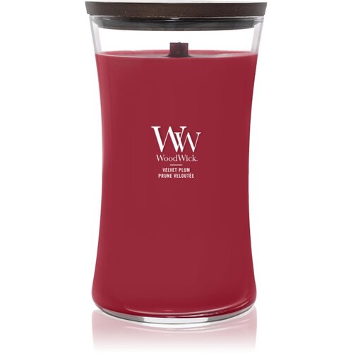 WoodWick Velvet Plum di&amp;scaron;eča sveča z lesenim stenjem 609 g Slike