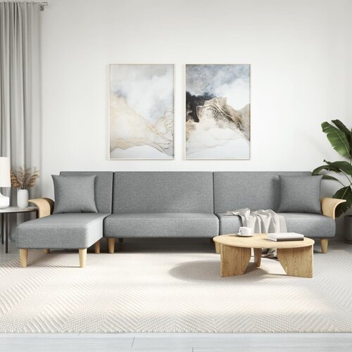 vidaXL Raztegljiv kavč L oblike svetlo siv 279x140x70 cm tkanina Cene