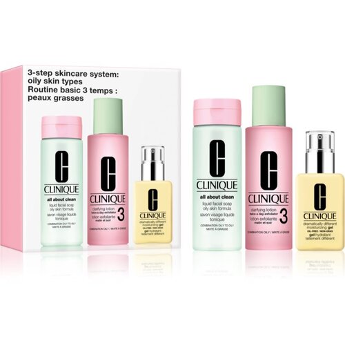 Clinique 3 Steps Skincare Systeme Oily Skin Types darilni set za mastno kožo Slike