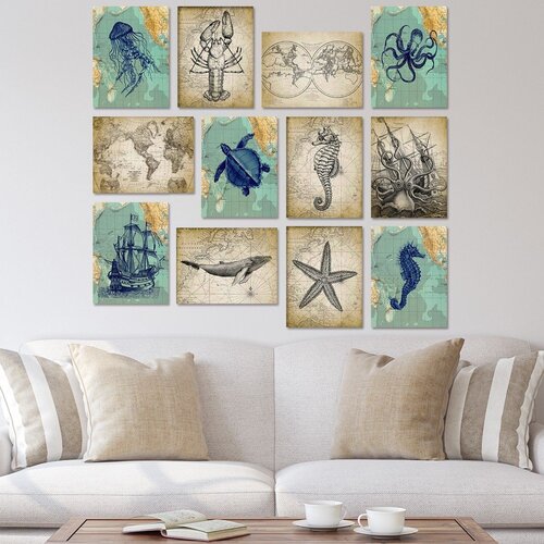 Wallity 12MDF07 multicolor decorative mdf painting (12 pieces) Cene