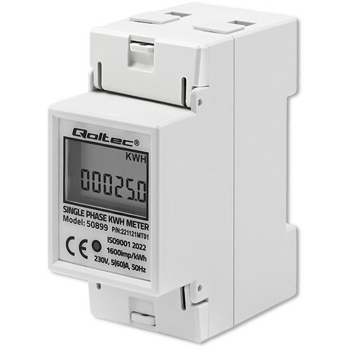 Qoltec 50899 Single phase electronic energy consumption meter | 230 V | LCD | 2P | DIN rail Cijene