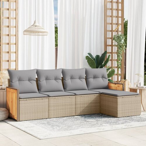 vidaXL 5-dijelni vrtni set sofa s jastucima bež od poliratana Cijene