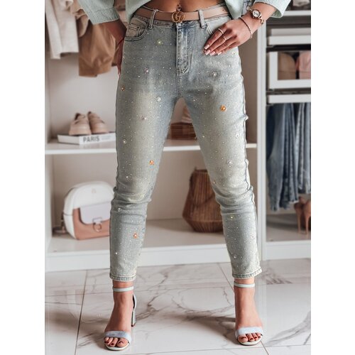 DStreet Spodnie damskie jeansowe skinny w kwiatki PERLAON niebieskie Cijene