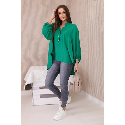 Kesi Viscose blouse with a longer back green Cene