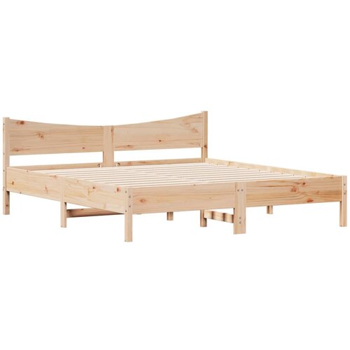 VidaXL Posteljni okvir z vzglavjem 200x200 cm trdna borovina, (21095209) Slike