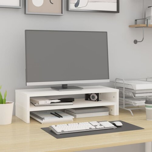  Stalak za monitor bijeli (52-101) x 22 x 14 cm masivna borovina Slike