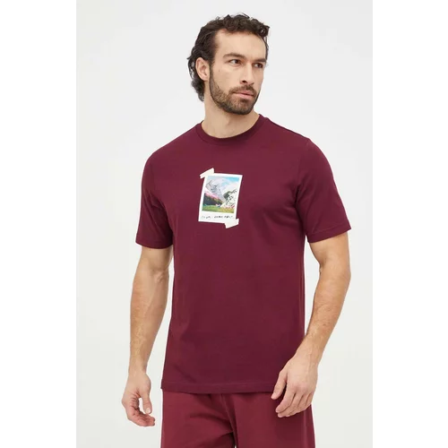 Adidas Bombažna kratka majica moški, bordo barva