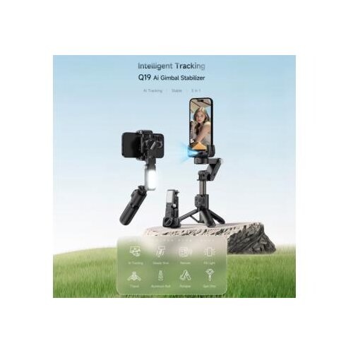  Tripod stabilizator Q19 smart AI sa selfie stickom i LED svetlom crni Cene