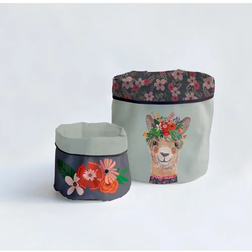 Little Nice Things Tekstilne košare u setu 2 kom Floral Llama –