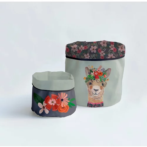 Little Nice Things Tekstilne košare v kompletu 2 ks Floral Llama – Little Nice Things