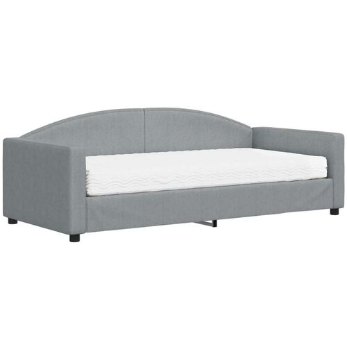 VidaXL Dnevni krevet s madracem svjetlosivi 90 x 190 cm od tkanine Slike