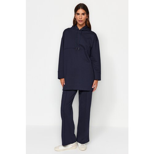 Trendyol Navy Blue Hooded Knitted Tracksuit Set Slike