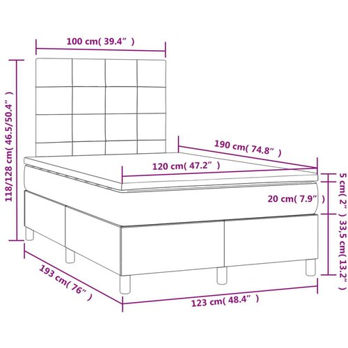 VidaXL Krevet s oprugama i madracem LED tamnoplavi 120 x 190 cm bar&amp;scaron;un Slike