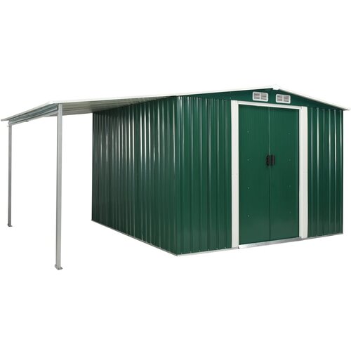 vidaXL Vrtna lopa z drsnimi vrati zelena 386x259x178 cm jeklo, (20956253) Cene