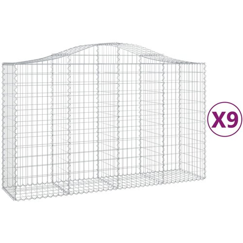  Lučne gabionske ko&amp;scaron;are 9 kom 200x50x120/140cm pocinčano željezo Slike