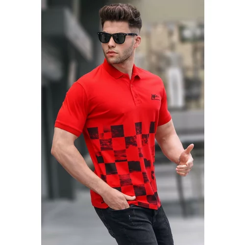 Madmext Red Patterned Men's Polo Neck T-Shirt 5871