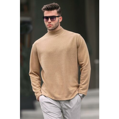 Madmext Men's Beige Turtleneck Oversize Sweater 6114 Slike