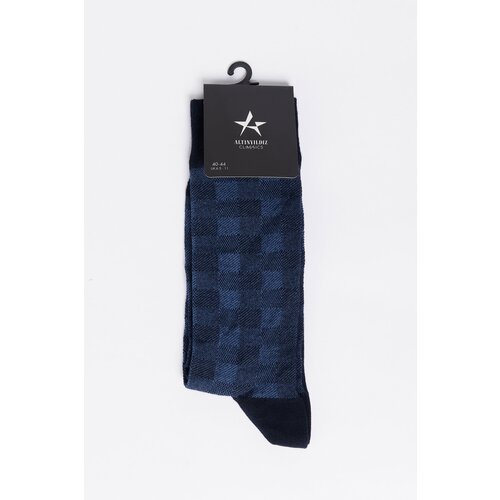 ALTINYILDIZ CLASSICS Men's Navy Blue-Blue Patterned Bamboo Cleat Socks Slike