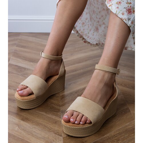 D/CEO Dark beige eco-suede platform sandals Ganra Cene
