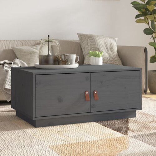 VidaXL Klubska mizica siva 80x50x35 cm trdna borovina Slike