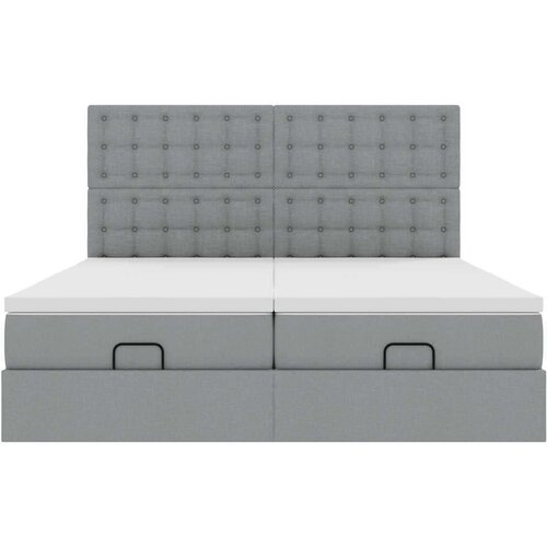 VidaXL Okvir kreveta s madracima svijetlosivi 180x200cm tkanine Slike