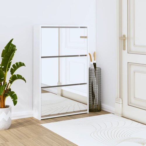 vidaXL Ormarić za cipele s ogledalom i 3 razine bijeli 63x17x102 5 cm Cijene