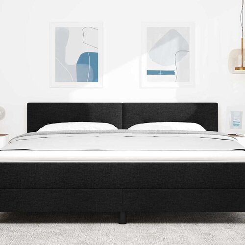  LED glava kreveta s LED trakama Crna 180 cm tkanina Slike