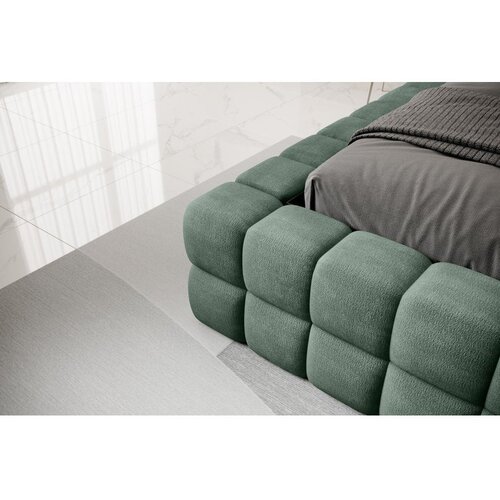 ELTAP Temno zelena oblazinjena zakonska postelja s prostorom za shranjevanje z letvenim dnom 180x200 cm Dizzle &amp;ndash; Slike
