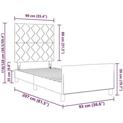vidaXL Postelja v taupe barvi iz tkanine - 90x200 cm, (22049626) Cene