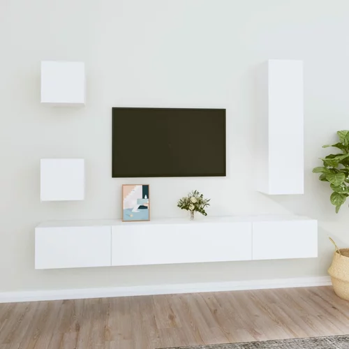 vidaXL 5-dijelni set TV ormarića bijeli od konstruiranog drva